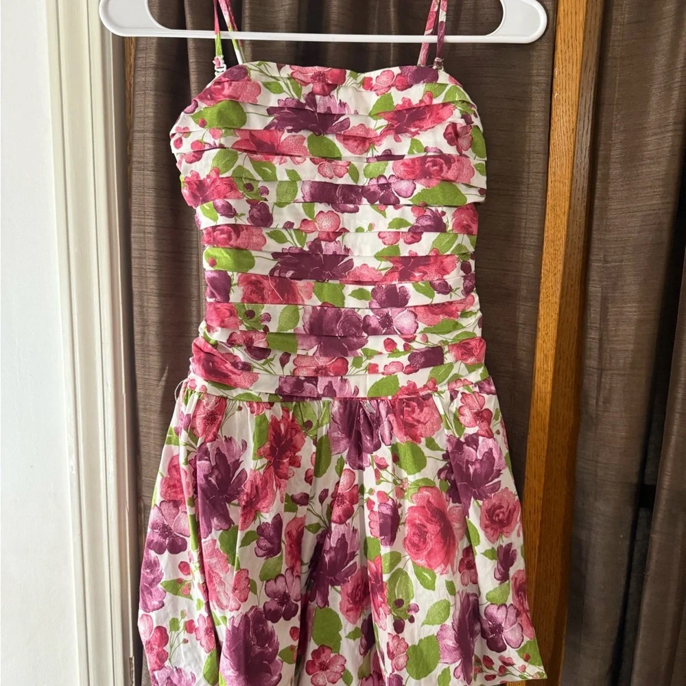 Wild Fable Floral Mini Dress Pink Purple Smocked Back Size Small